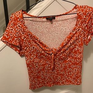 Red floral top